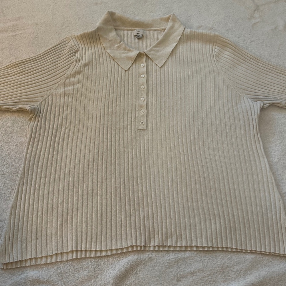 A New Day Ribber Woven Polo in Cream 3x